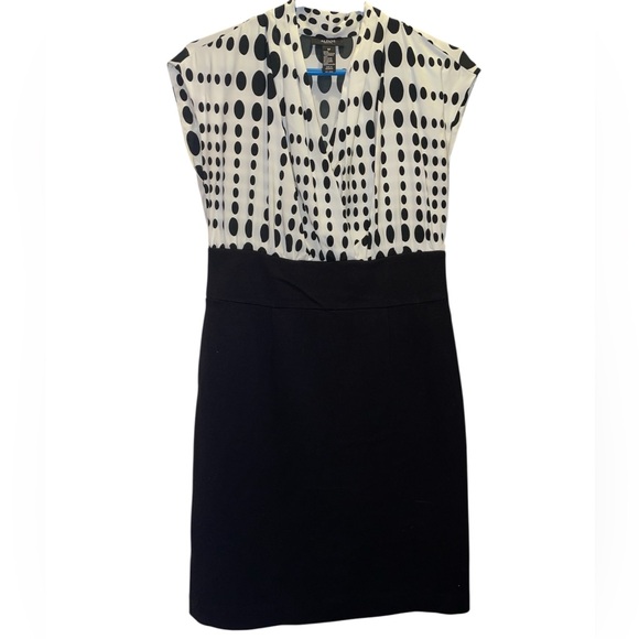 Alfani Black and White Polka Dot Geometric Dress Sz 8P - Picture 1 of 3